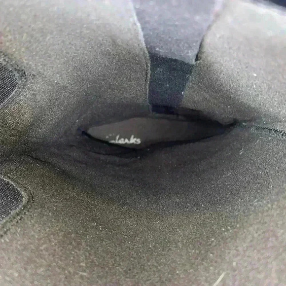 Clarks Black Leather Women’s Size 7.5 Boots Wyld Polka Comfort With Bow & Zip - Picture 6 of 9